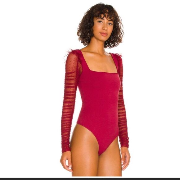 Free People Must Be Love red lace bodysuit size small - Picture 1 of 14
